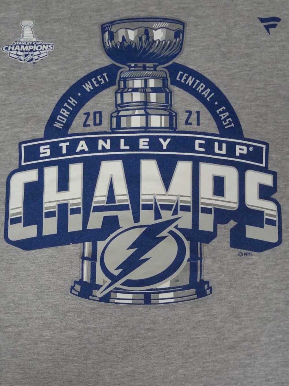 TAMPA BAY LIGHTNING STANLEY CUP CHAMPIONS 2021  - GRAY LARGE MENS T-SHIRT L705